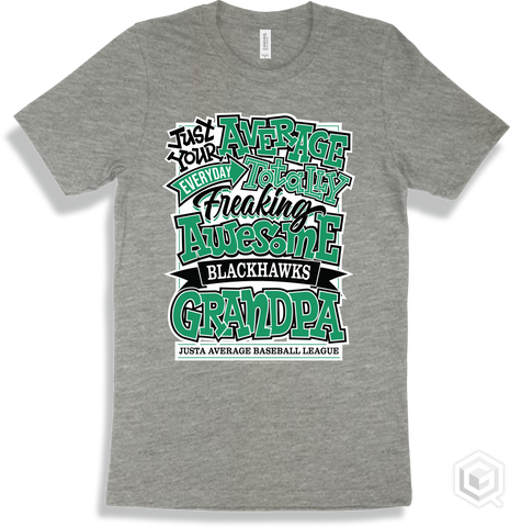 Blackhawk Athletic Heather T-shirt - Just Your Average Justa Average Baseball League Blackhawks Grandpa Design