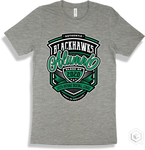 Blackhawk Athletic Heather T-shirt - Authentic Grade A Plus Justa Average Baseball League Blackhawks Alumni Design